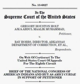 Cover of amicus brief filed in Holt v. Hobbs
