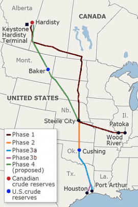 map of Keystone Pipeline