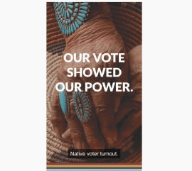 Screenshot from opening of video. Text: Our Vote Showed Power